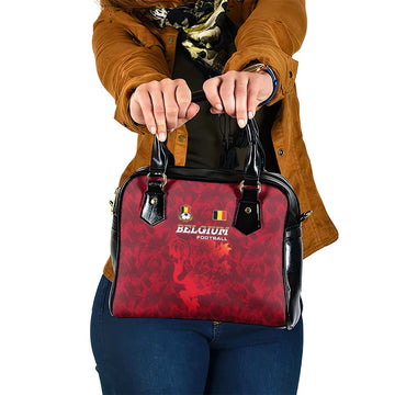 Belgium Shoulder Handbag with Football Red Map Crest Rose Spirit TS04
