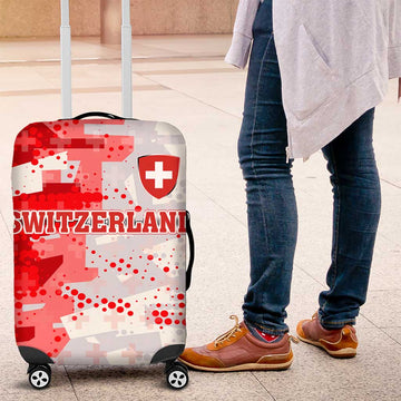 Switzerland Flag Luggage Cover with Camo Red White Sportswear with Swiss Cross Shield TS04