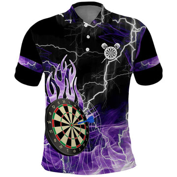 Personalized Purple Lightning Darts Board Polo Shirt with Owl Graphic TS04