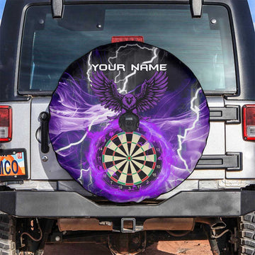 Personalized Purple Lightning Darts Board Spare Tire Cover with Owl Graphic TS04
