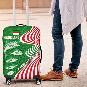 Germany Heligoland Luggage Cover with Fish Illustration and Red Green Wave TS04