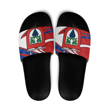 Busingen am Hochrhein Germany Slide Sandals with Grape Crest Design and Red Blue Wine Theme TS04