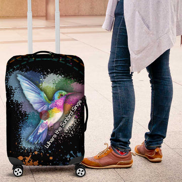 Where the Sunbird Sings Luggage Cover with Sao Tome and Principe Flag and Color Splash Art TS04