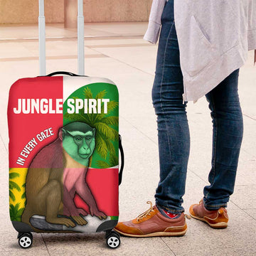 Jungle Spirit Monkey Luggage Cover with Sao Tome and Principe Tropical Flag Color Blocks TS04