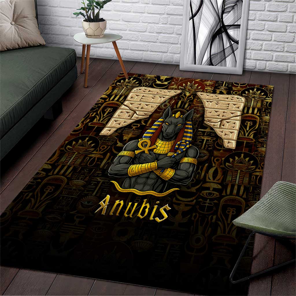 Anubis Egypt Area Rug Ancient Hieroglyph Pharaoh Spirit TS04