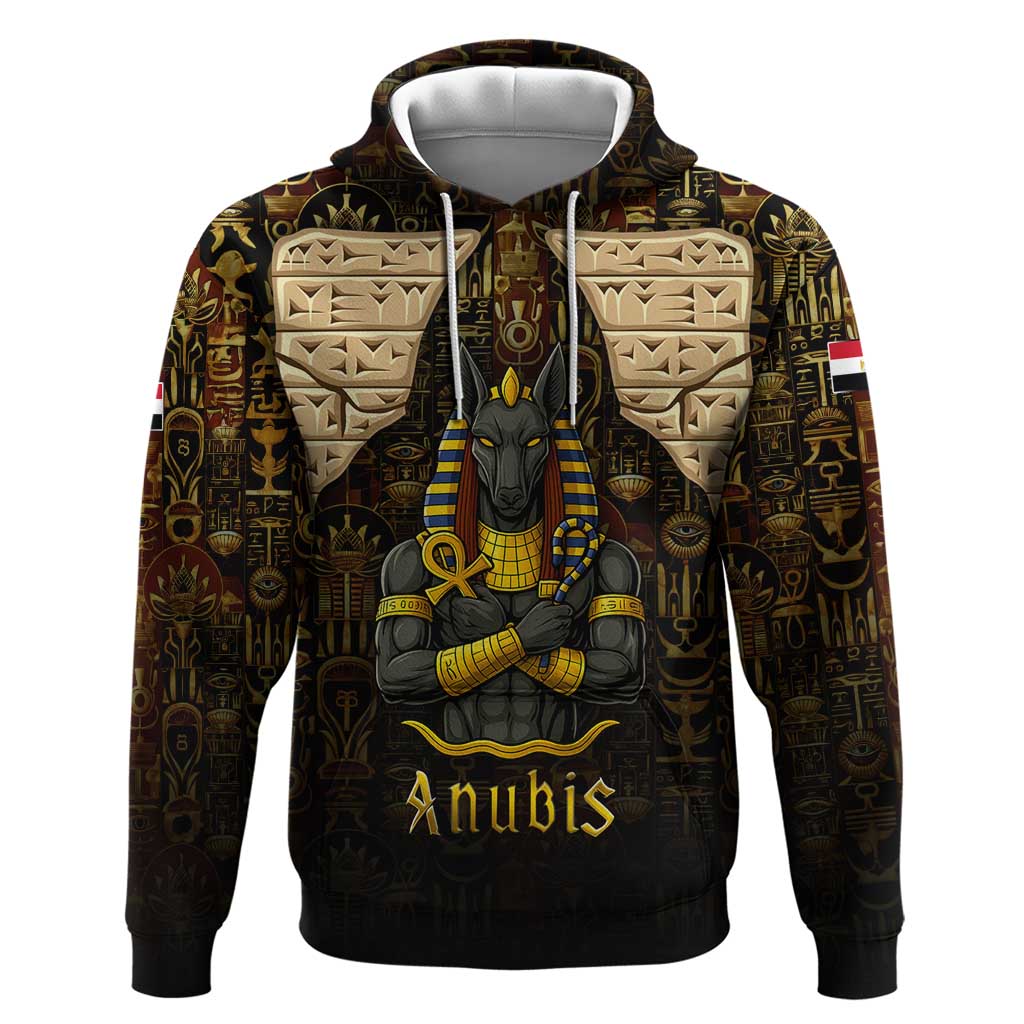 Anubis Egypt Hoodie with Ancient Hieroglyph Pharaoh Spirit TS04