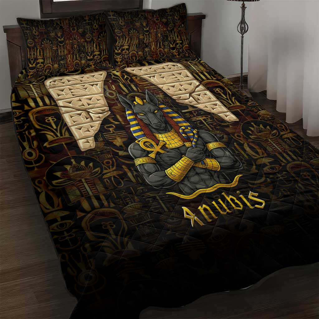 Anubis Egypt Quilt Bed Set Ancient Hieroglyph Pharaoh Spirit TS04