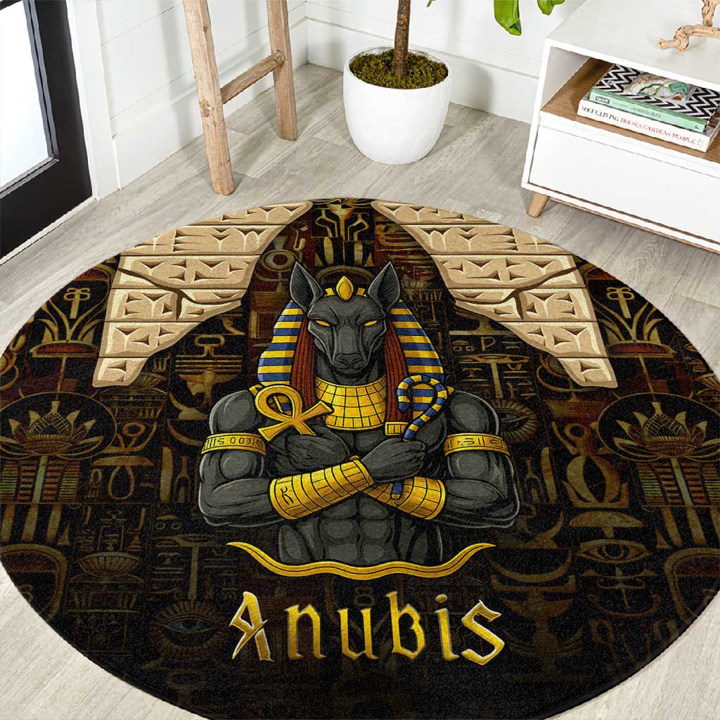 Anubis Egypt Round Carpet Ancient Hieroglyph Pharaoh Spirit TS04