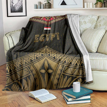 Ankh Eye of Horus Egypt Blanket Ancient Black Gold Hieroglyph Spirit TS04
