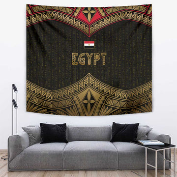 Ankh Eye of Horus Egypt Tapestry Ancient Black Gold Hieroglyph Spirit TS04