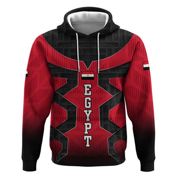 Egypt Flag Emblem Hoodie with Red Black Bold Spirit TS04