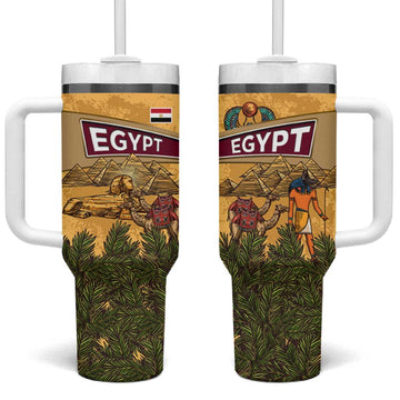Egyptian Pyramids and Anubis Tumbler With Handle Camel Caravan Desert TS04