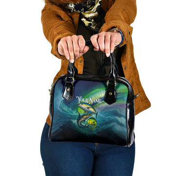 Offshore Fishing Custom Shoulder Handbag Tuna Mahi Mahi and Wahoo in Ocean Wave Design TS04