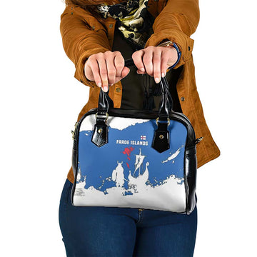 Faroe Islands Shoulder Handbag with Viking Ship and Map Silhouette TS04