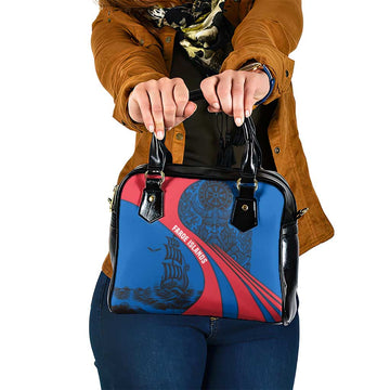 Faroe Islands Shoulder Handbag with Viking Warrior and Longship Design TS04