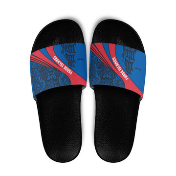Faroe Islands Slide Sandals with Viking Warrior and Longship Design TS04