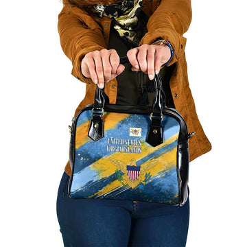United States Virgin Islands Shoulder Handbag with Blue Yellow Eagle Design and Government Seal TS04
