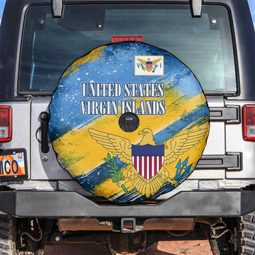 United States Virgin Islands Spare Tire Cover with Blue Yellow Eagle Design and Government Seal TS04