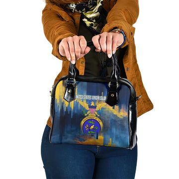 United States Virgin Islands Shoulder Handbag with Blue Yellow Government Seal Design and Bald Eagle TS04