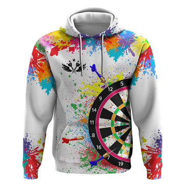 Colorful Dartboard and Splatter Paint Darts Hoodie Personalized Motivational Quote TS04