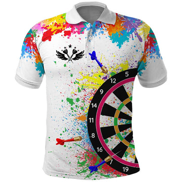 Colorful Dartboard and Splatter Paint Darts Polo Shirt Personalized Motivational Quote TS04