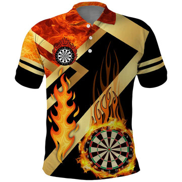 Flaming Dartboard Darts Polo Shirt Personalized Bold Geometric Patterns TS04