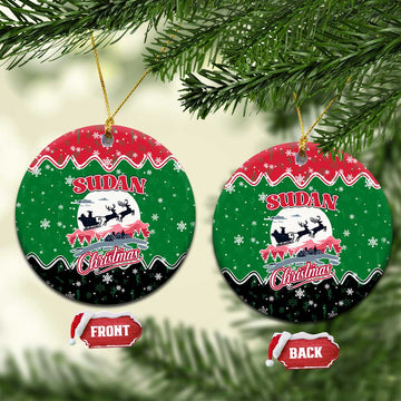 Sudan Christmas Ceramic Ornament with Red Green Black Xmas Santa Sleigh and Map TS04