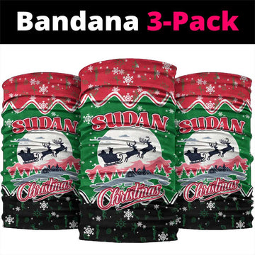 Sudan Christmas Neck Gaiter with Red Green Black Xmas Santa Sleigh and Map TS04