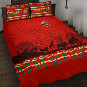 Wildlife South Africa Quilt Bed Set Tribal Pattern National Flag Safari Silhouettes TS04