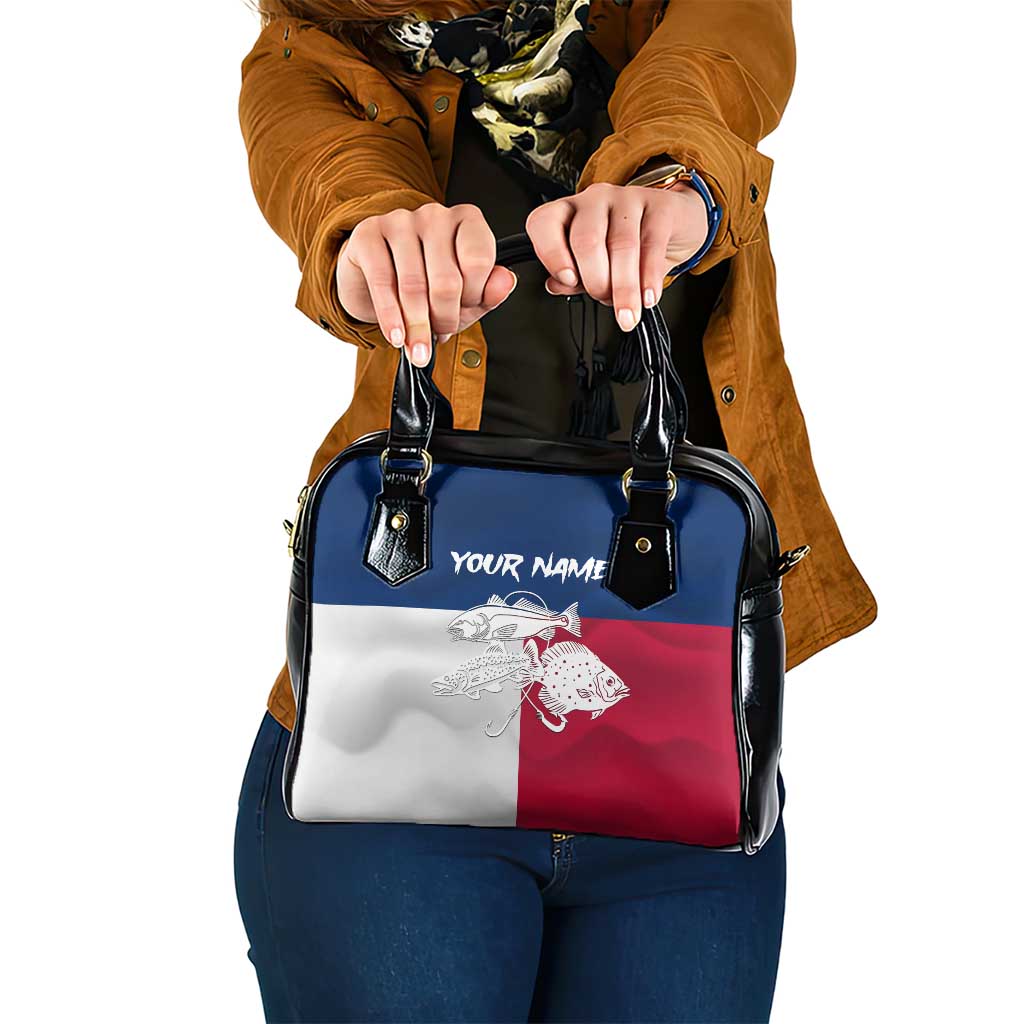Custom Texas Fishing Shoulder Handbag Hooked Fish Graphic - Red White and Blue Theme TS04