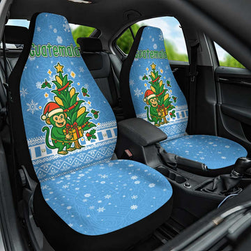 Guatemala Christmas Car Seat Cover with Blue Christmas Monkey Tree Snowman and Snowflake TS04