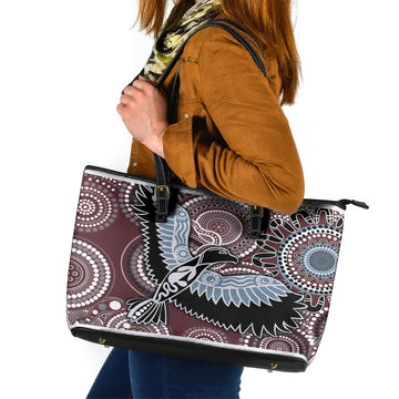Aboriginal Pattern Bird Leather Tote Bag TS04