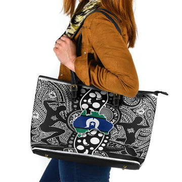 Torest Trait Islands Map Mix Aboriginal Pattern Leather Tote Bag TS04