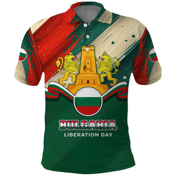 Bulgaria Liberation Day Polo Shirt with Shipka Monument and Tricolor Lion Graphic TS04