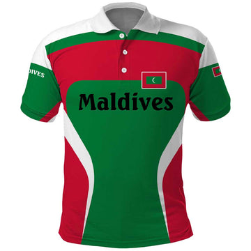 Maldives National Flag and Emblem Polo Shirt with Green Red White Colorblock Design TS04