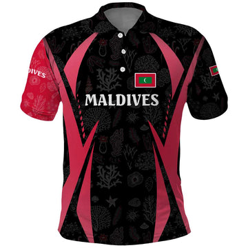Maldives Dive Turtle Polo Shirt with Coral Reef Pattern and Island Spirit Slogan TS04