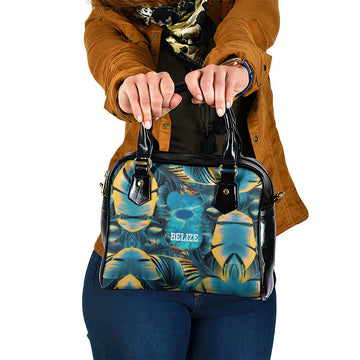 Belize Blue Hole Ocean View Shoulder Handbag with Tropical Marine Design and Flag Detail TS04