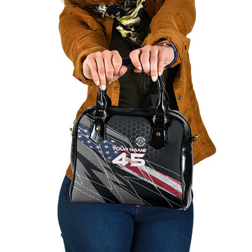 Custom American Flag Racing Shoulder Handbag Dirt Bike Motocross Racewear Hexagon and Lightning TS04
