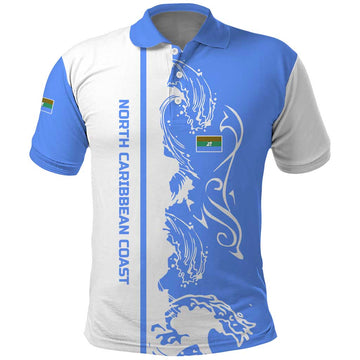 Nicaragua North Caribbean Coast Polo Shirt with Ocean Wave Pattern and Dance with the Waves TS04