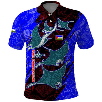 South Caribbean Coast Nicaragua Polo Shirt with Manta Ray Coral Reef and Dive into the Spirit Design TS04