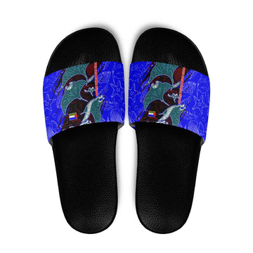 South Caribbean Coast Nicaragua Slide Sandals with Manta Ray Coral Reef and Dive into the Spirit Design TS04