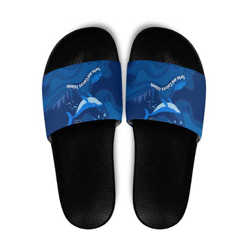 Turks and Caicos Islands Slide Sandals with Blue Ocean Whale and Coral Reef Design TS04