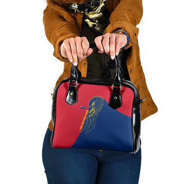 Turks and Caicos Islands Shoulder Handbag with Yellow Hawk Outline and Red Blue Crest Design TS04