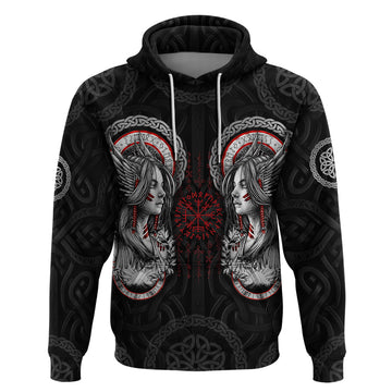 Viking Shieldmaiden Hoodie with Viking Compass Vegvisir TS04