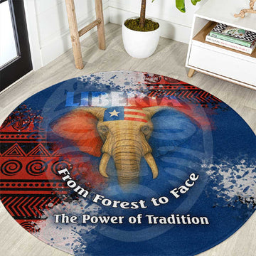 Liberia Elephant Power of Tradition Round Carpet Tribal Red Blue Splash TS04