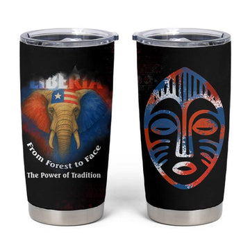 Liberia Elephant Power of Tradition Tumbler Cup Tribal Red Blue Splash TS04