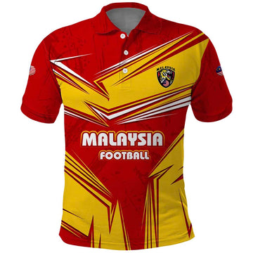 Malaysia Football Polo Shirt with Roaring Tiger and Red Yellow National Colors TS04