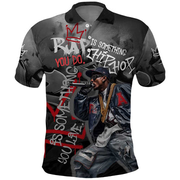 Rap Star Streetwear Polo Shirt with Graffiti Lettering and Hip Hop TS04