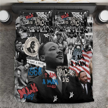 Martin Luther King Day Afro Bedding Set Civil Rights Leader - Classic American Street Graffiti TS04
