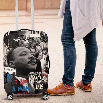 Martin Luther King Day Tribute Luggage Cover Civil Rights Collage and Classic American Street Graffiti Colors TS04